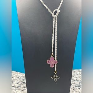 Repurposed Lous Vuitton charm lariat necklace/Belt 40 inch